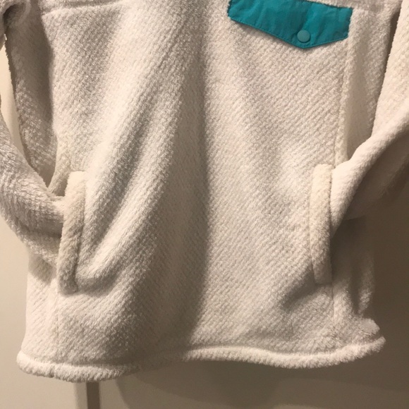 White/teal 4-snap Patagonia fleece - Picture 3 of 5
